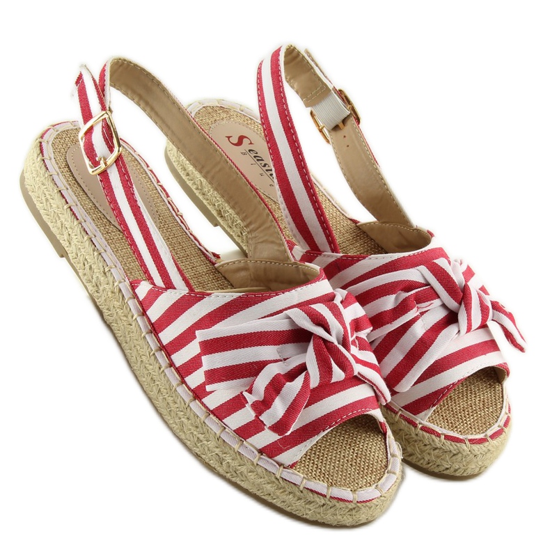 Sandali espadrillas a righe rosse rosso 1