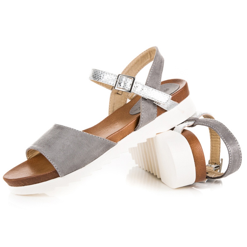 Sandali bassi vinceza in camoscio grigio 2