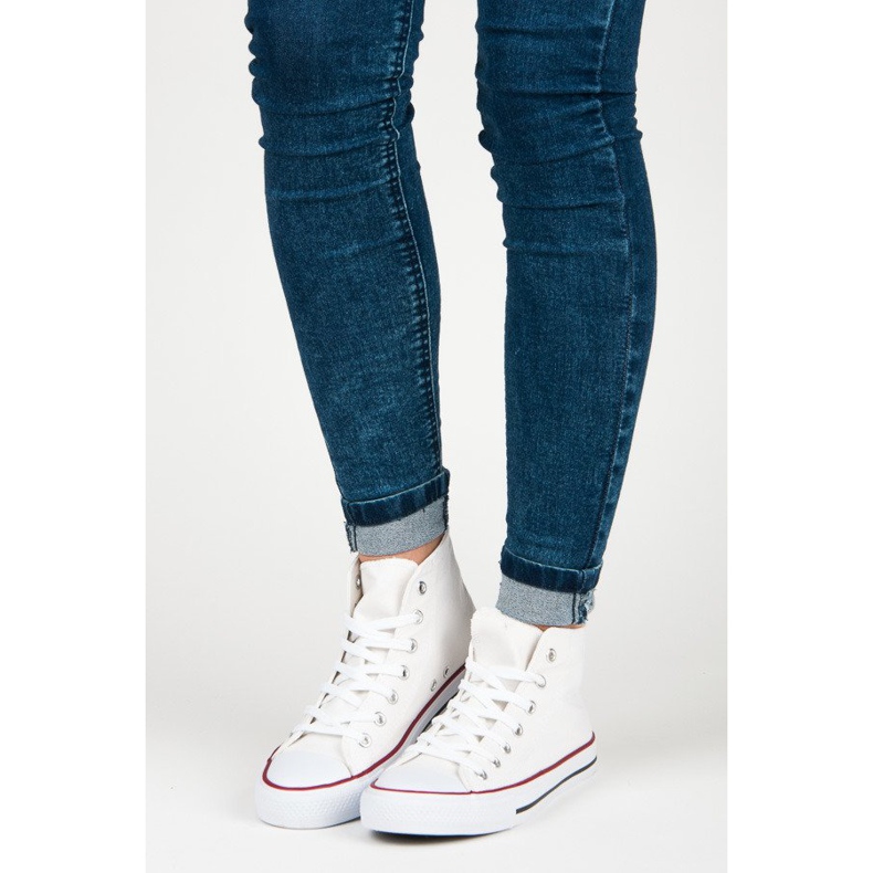 Sneakers stringate sopra la caviglia bianco 1