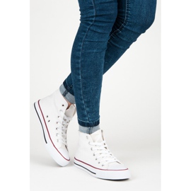 Sneakers stringate sopra la caviglia bianca 2