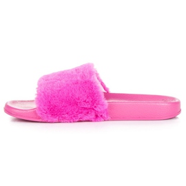 Ciabatte fucsia con pelliccia rosa 1