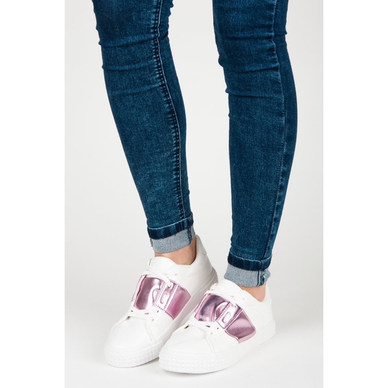 Sneakers bianche alla moda bianca viola 1