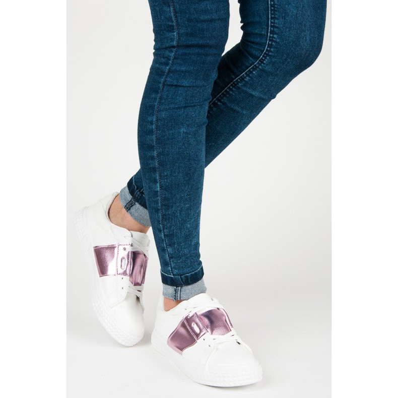 Sneakers bianche alla moda bianco viola 2