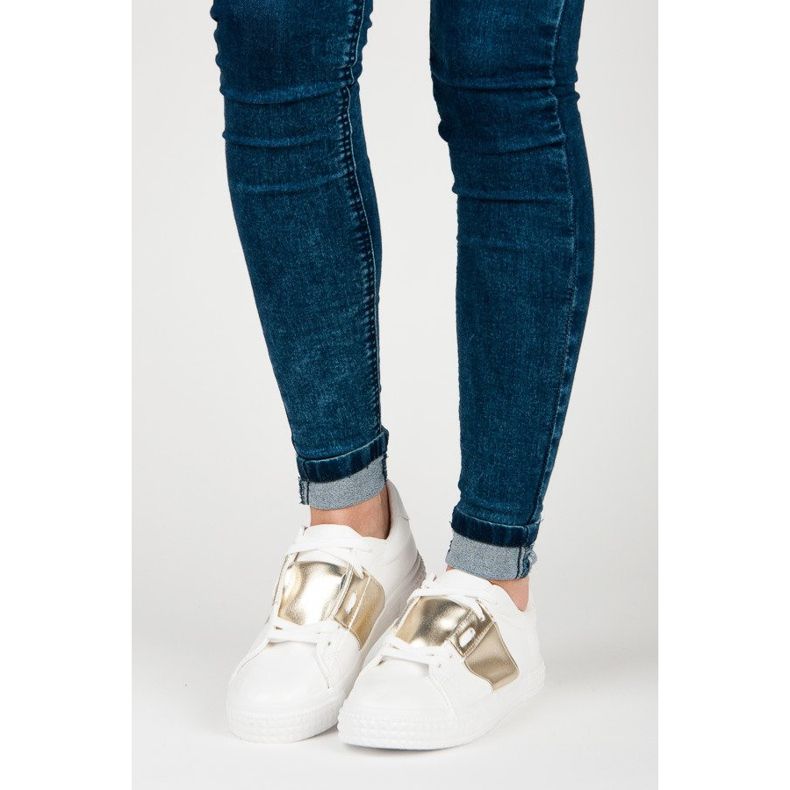 Sneakers bianche di moda sportiva bianco giallo 1