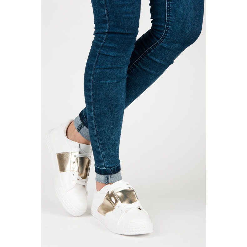 Sneakers bianche di moda sportiva bianco giallo 2