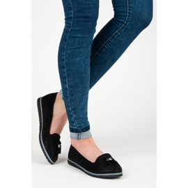 Muto Ballerine in suede con frange nero 2