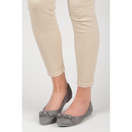 Seastar Ballerine in camoscio con scollo a V grigio 1