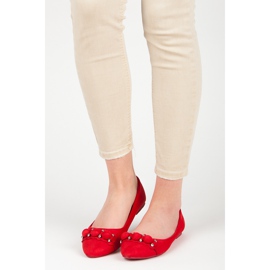 Seastar Ballerine in camoscio con scollo a V rosso 1