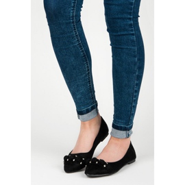 Seastar Ballerine in camoscio con scollo a V nero 1