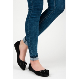 Seastar Ballerine in camoscio con scollo a V nero 2