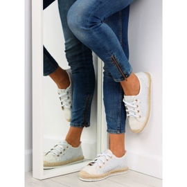 Sneakers espadrillas bianche stringate B-140 White bianco 1