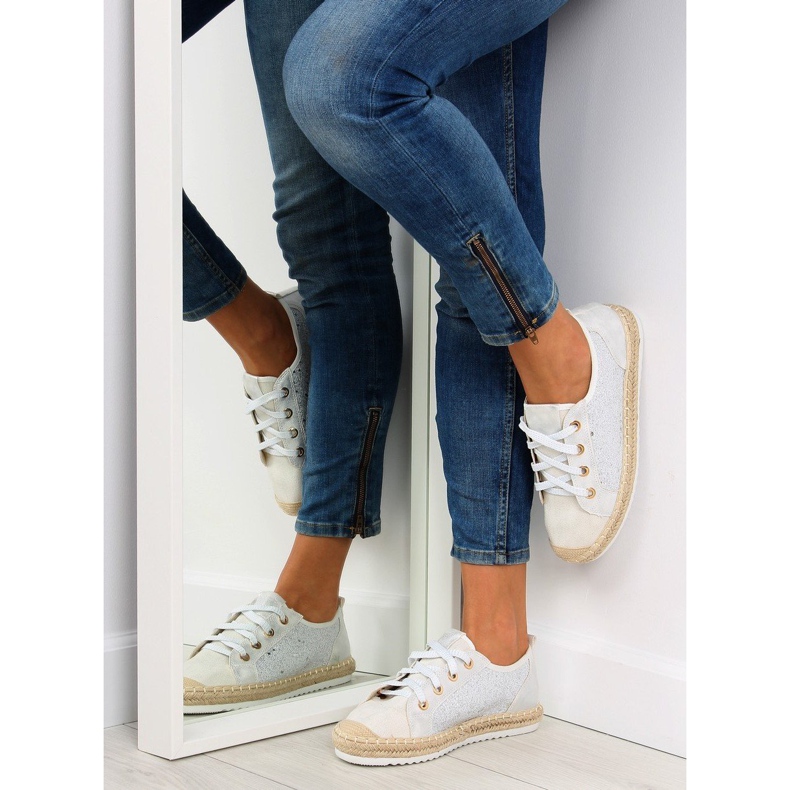 Sneakers espadrillas bianche stringate B-140 White bianco 1
