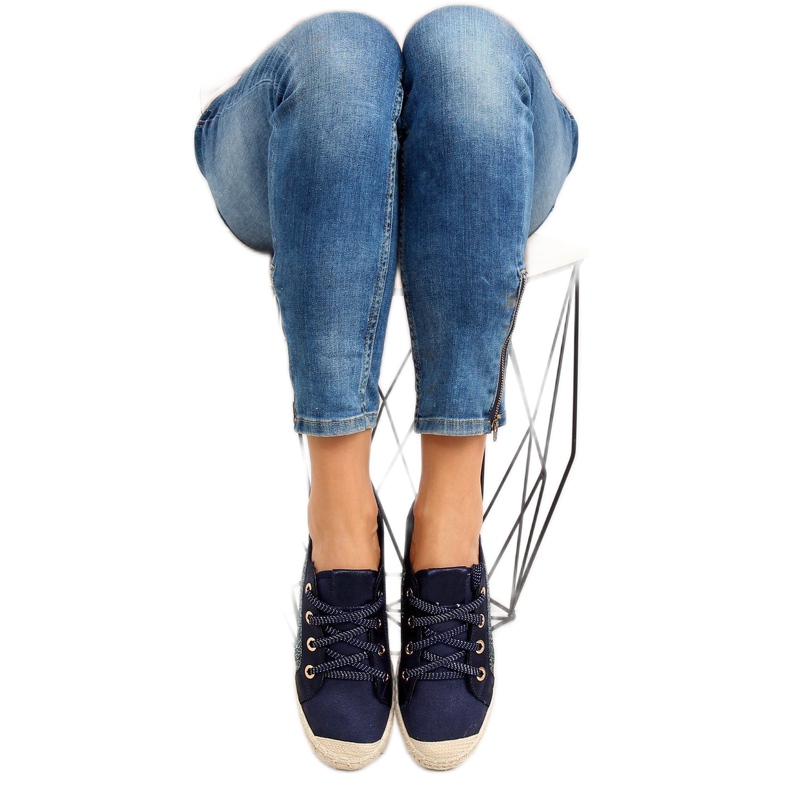 Sneakers espadrillas stringate blu navy B-140 DK.BLUE 2