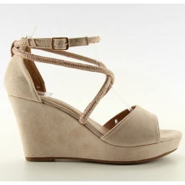 Sandali con zeppa F162 beige - 2 ° grado 1
