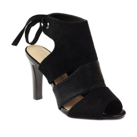 Sandali Sergio Leone 1489 in suede allacciato nero 1