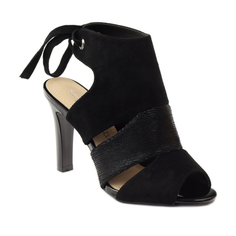 Sandali Sergio Leone 1489 in suede allacciato nero 1