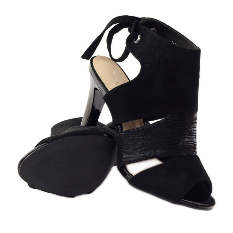 Sandali Sergio Leone 1489 in suede allacciato nero 3