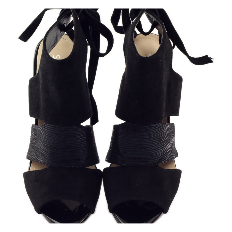 Sandali Sergio Leone 1489 in suede allacciato nero 4