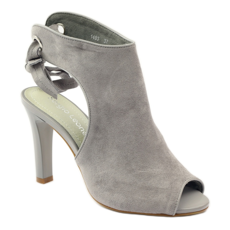 Sandali Sergio Leone 1493 in suede allacciato grigio 1