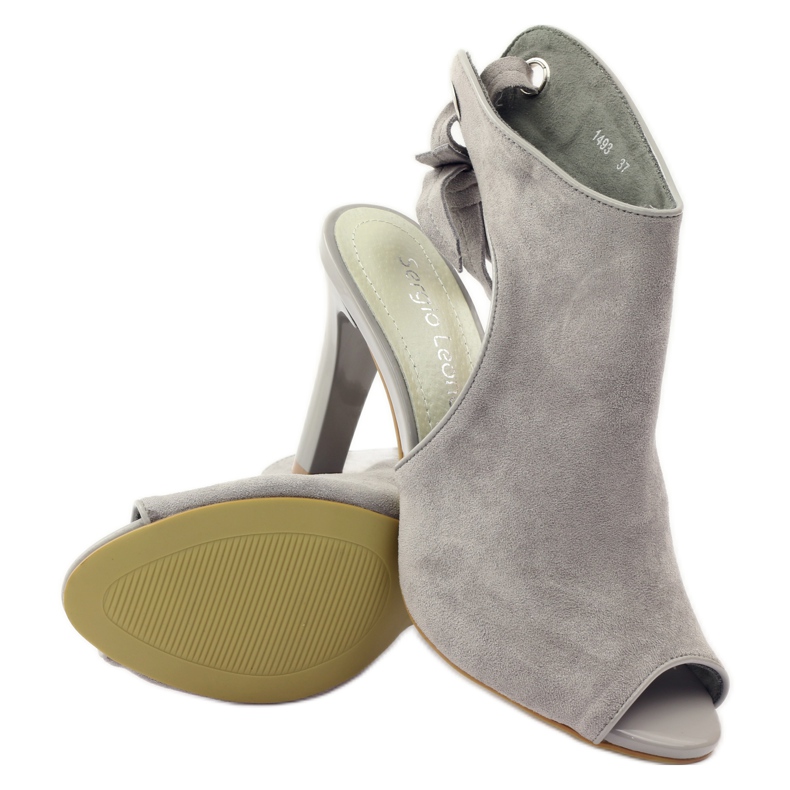 Sandali Sergio Leone 1493 in suede allacciato grigio 3
