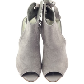 Sandali Sergio Leone 1493 in suede allacciato grigio 4