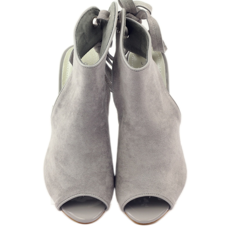 Sandali Sergio Leone 1493 in suede allacciato grigio 4