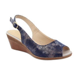 Sandali con zeppa Sergio Leone 811 blu navy 1