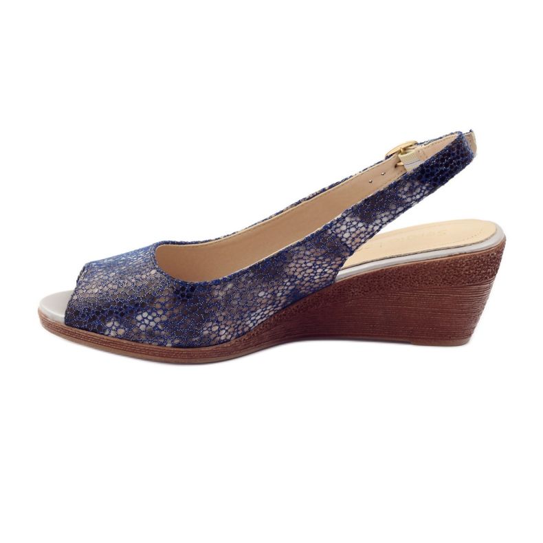 Sandali con zeppa Sergio Leone 811 blu navy 2