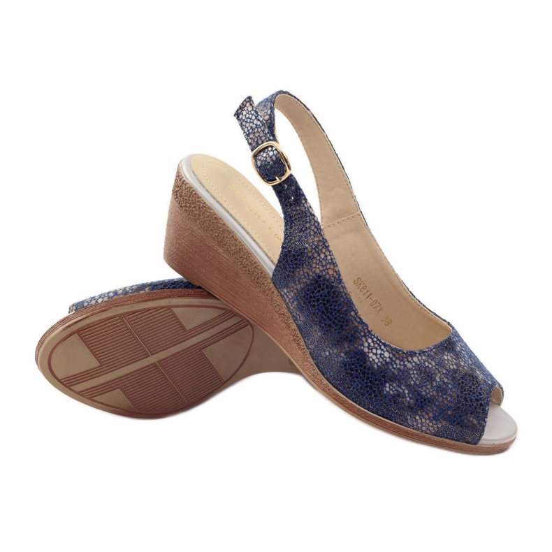 Sandali con zeppa Sergio Leone 811 blu navy 3