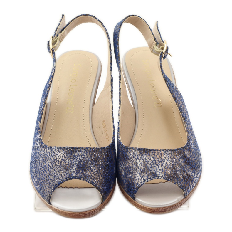 Sandali con zeppa Sergio Leone 811 blu navy 4