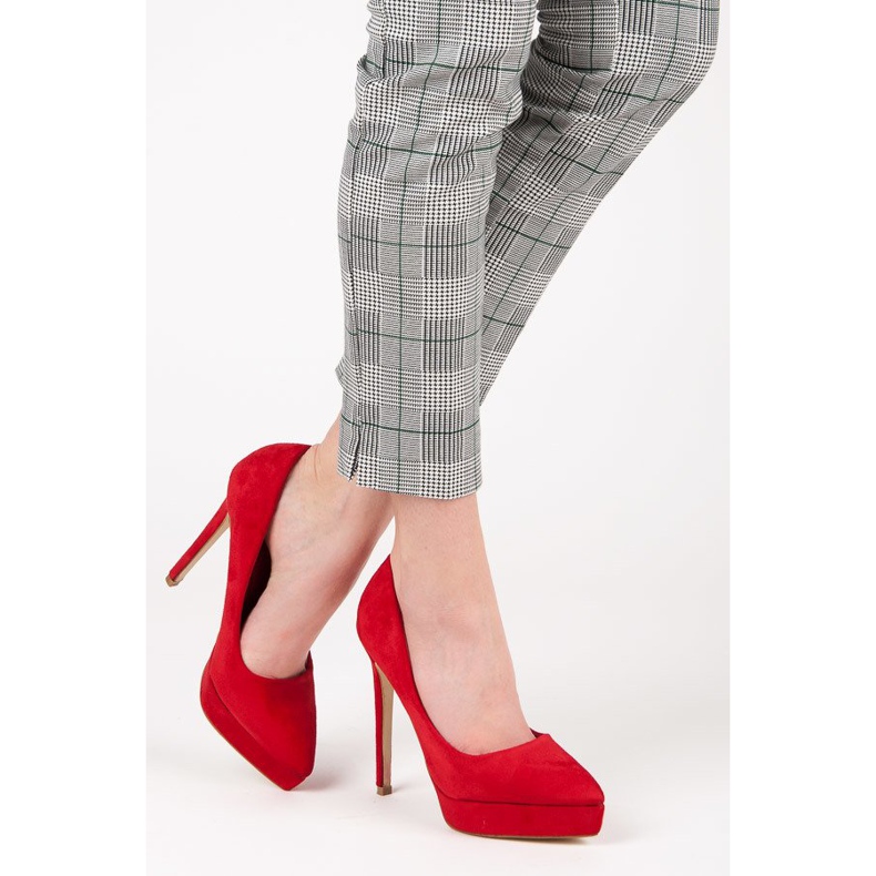 Bestelle Tacchi in camoscio sulla piattaforma rosso 2