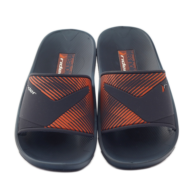 Ciabatte da uomo per il tempo libero Rider blu navy arancia 4