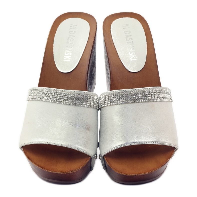 M.Daszyński Daszyńciabatte da sci con zeppa con zirconi grigio 4