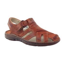 Naszbut 052 sandali da uomo marroni con velcro marrone 1