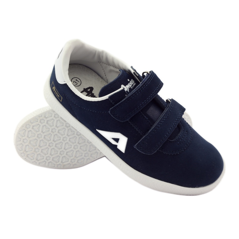 American Club Sneakers sportive con sottopiede in pelle americana blu navy bianco 3