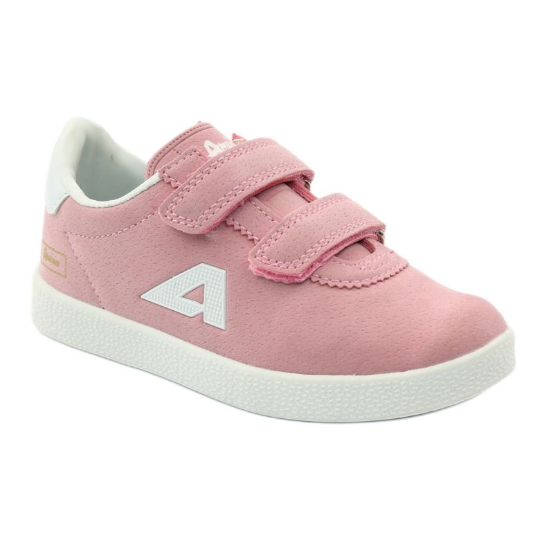 American Club Sneakers sportive con sottopiede in pelle americana rosa bianco 1