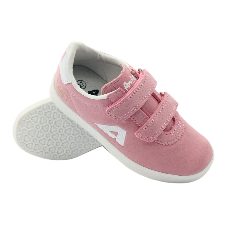 American Club Sneakers sportive con sottopiede in pelle americana rosa bianco 3