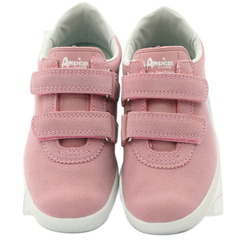 American Club Sneakers sportive con sottopiede in pelle americana rosa bianco 4