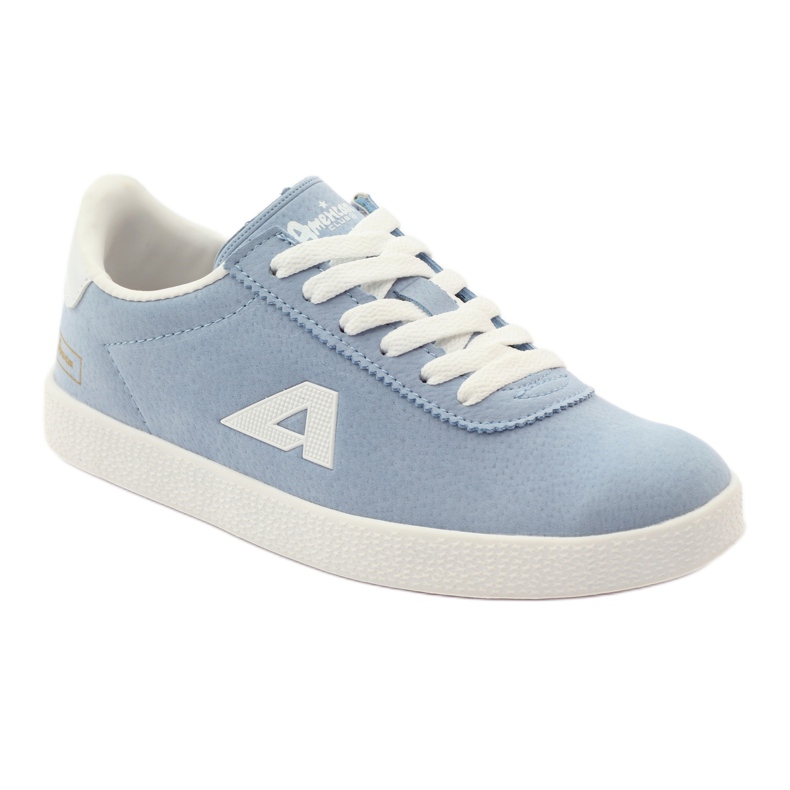 American Club Sneakers sportive con sottopiede in pelle americana blu bianco 1