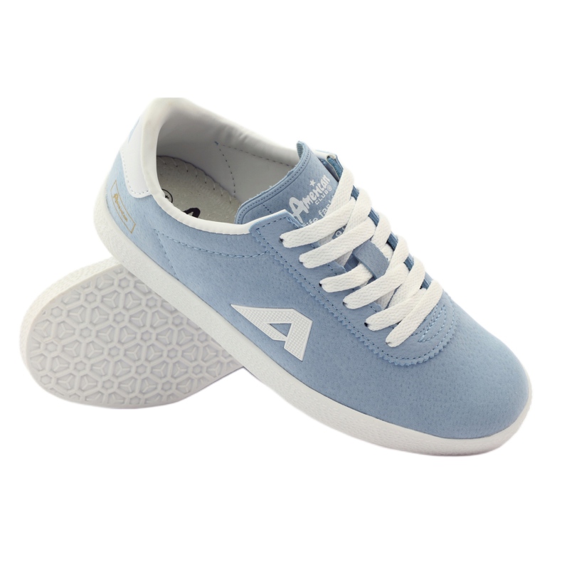 American Club Sneakers sportive con sottopiede in pelle americana blu bianco 3