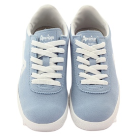American Club Sneakers sportive con sottopiede in pelle americana blu bianco 4