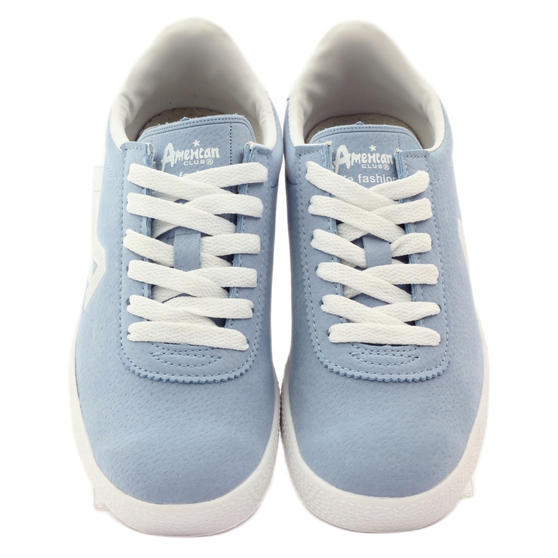 American Club Sneakers sportive con sottopiede in pelle americana blu bianco 4