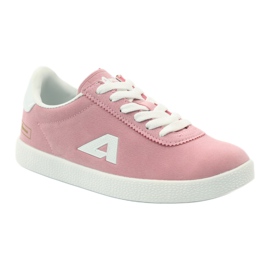 American Club Sneakers sportive con sottopiede in pelle americana bianco rosa 1