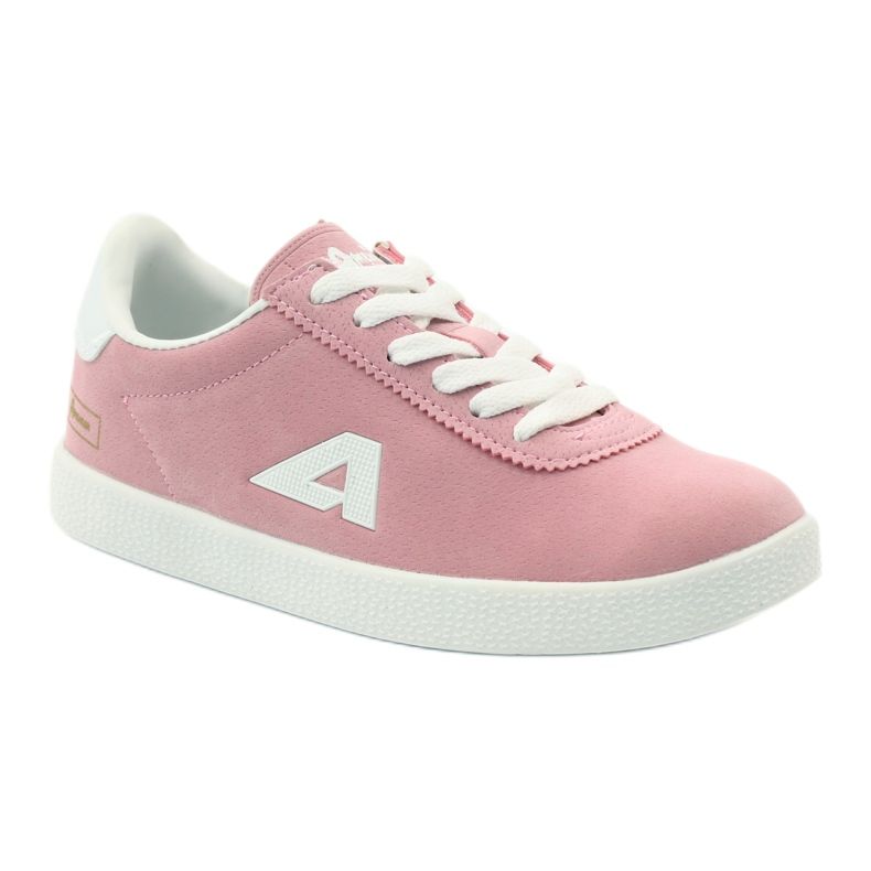 American Club Sneakers sportive con sottopiede in pelle americana bianco rosa 1