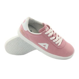 American Club Sneakers sportive con sottopiede in pelle americana bianco rosa 3