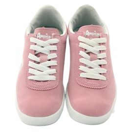 American Club Sneakers sportive con sottopiede in pelle americana bianco rosa 4