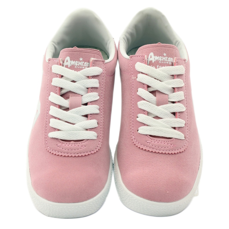 American Club Sneakers sportive con sottopiede in pelle americana bianco rosa 4
