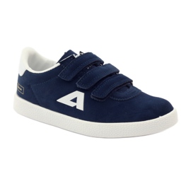 American Club Intarsio sportivo in pelle americana blu navy bianco 1