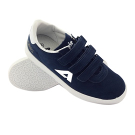 American Club Intarsio sportivo in pelle americana blu navy bianco 3
