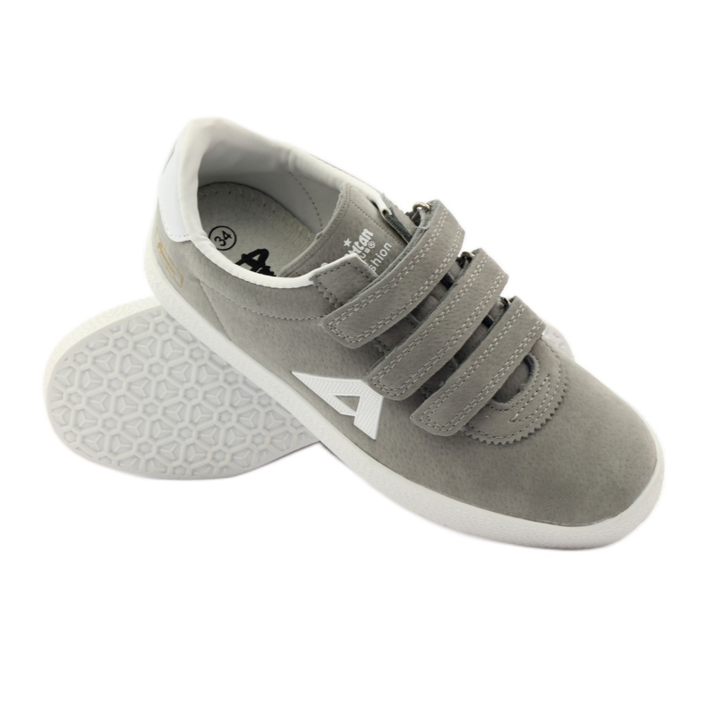 American Club Intarsio sportivo in pelle americana grigio bianco 3
